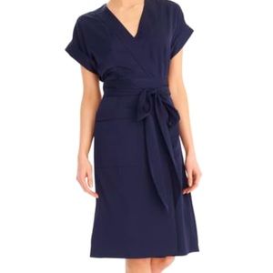 NWT J. Crew Short Sleeve Wrap dress in Navy